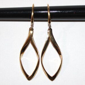 Goldtone Sterling Silver Elongated Hoop Earrings